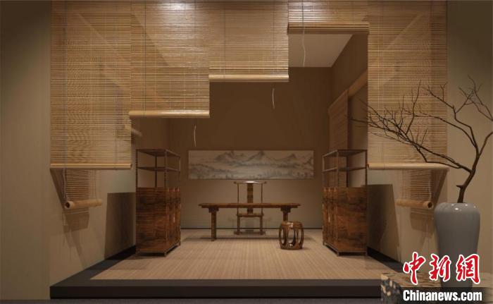 4月13日，黄花梨沉香书房展在海口开展，图为展厅。　海南省博物馆供图